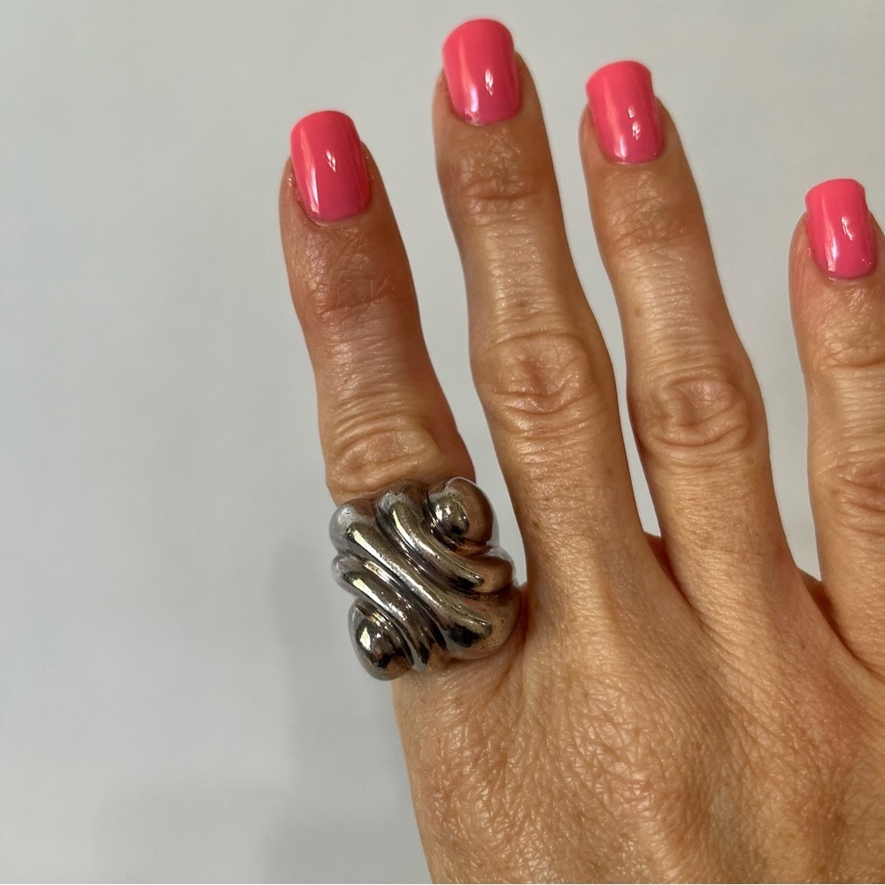 Vintage 925 Sterling Silver Chunky Heavy Wavy Ring Mexico